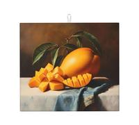 WZYWHJ Tappetino scolapiatti con motivo mango grande per la cucina: realizzato in spugna assorbente, con cordino per appenderlo, 45,7 x 40,6 cm