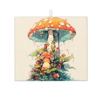 WZYWHJ Tappetino scolapiatti con stampa a forma di fungo ombrello per la cucina: realizzato in spugna assorbente, con cordino per appenderlo, 45,7 x 40,6 cm