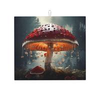 WZYWHJ Tappetino scolapiatti con stampa a forma di ombrello a fungo per la cucina: realizzato in spugna assorbente d'acqua, con cordino per appenderlo, 45,7 x 40,6 cm