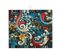 WZYWHJ Tappetino scolapiatti con stampa botanica per cucina: realizzato in spugna assorbente d'acqua, con cordino per appenderlo, 45,7 x 40,6 cm