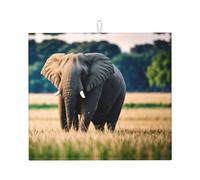 WZYWHJ Tappetino scolapiatti con stampa elefante nel prato per cucina: realizzato in spugna assorbente d'acqua, con cordino per appenderlo, 45,7 x 40,6 cm