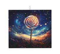 WZYWHJ Tappetino scolapiatti con stampa lecca-lecca nel cielo stellato per la cucina: realizzato in spugna assorbente, con cordino per appenderlo, 45,7 x 40,6 cm