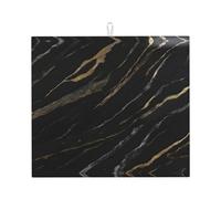 WZYWHJ Tappetino scolapiatti in marmo nero e oro testurizzato per cucina: realizzato in spugna assorbente d'acqua, con cordino per appenderlo, 45,7 x 40,6 cm