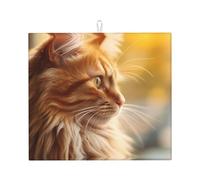 WZYWHJ Tappetino scolapiatti per cucina con gatto con testa in giù: realizzato in spugna assorbente, con cordino per appenderlo, 45,7 x 40,6 cm