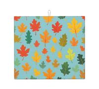 WZYWHJ Tappetino scolapiatti per cucina con motivo a foglie di quercia spaziale: realizzato in spugna assorbente, con cordino per appenderlo, 45,7 x 40,6 cm