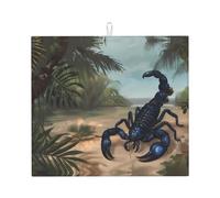 WZYWHJ Tappetino scolapiatti per cucina con scorpione blu: realizzato in spugna assorbente, con cordino per appenderlo, 45,7 x 40,6 cm
