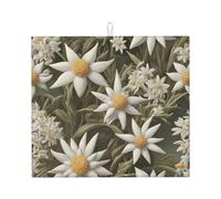 WZYWHJ Tappetino scolapiatti per cucina con stampa a stella alpina nordica: realizzato in spugna assorbente, con cordino per appenderlo, 45,7 x 40,6 cm