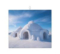 WZYWHJ Tappetino scolapiatti per cucina con stampa di casetta bianca con neve: realizzato in spugna assorbente, con cordino per appenderlo, 45,7 x 40,6 cm
