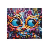 WZYWHJ Tappetino scolapiatti per cucina con stampa di gatti: realizzato in spugna assorbente d'acqua, con cordino per appenderlo, 45,7 x 40,6 cm