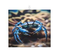 WZYWHJ Tappetino scolapiatti per cucina con stampa di granchio, in spugna, assorbe l'acqua, con cordino per appenderlo, 45,7 x 40,6 cm
