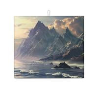 WZYWHJ Tappetino scolapiatti per cucina con stampa di vaste montagne e mari: realizzato in spugna assorbente, con cordino per appenderlo, 45,7 x 40,6 cm