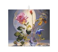 WZYWHJ Tappetino scolapiatti per cucina con stampa Morning Glory and Rose: realizzato in spugna assorbente d'acqua, con cordino per appenderlo, 45,7 x 40,6 cm