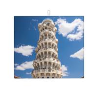 WZYWHJ Tappetino scolapiatti per cucina con stampa Torre di Pisa: realizzato in spugna assorbente, con cordino per appenderlo, 45,7 x 40,6 cm