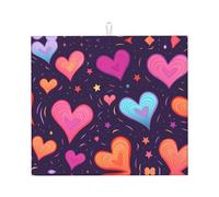WZYWHJ Tappetino scolapiatti per cucina con stella cadente e cuore: realizzato in spugna assorbente, con cordino per appenderlo, 45,7 x 40,6 cm