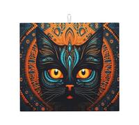 WZYWHJ Tappetino scolapiatti per cucina con testa di gatto dalla faccia grossa stampata: realizzato in spugna assorbente, con cordino per appenderlo, 45,7 x 40,6 cm