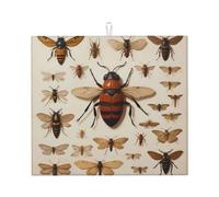 WZYWHJ Tappetino scolapiatti per cucina con vari insetti: realizzato in spugna assorbente d'acqua, con cordino per appenderlo, 45,7 x 40,6 cm
