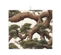 WZYWHJ Tappetino scolapiatti per cucina in legno di quercia pietrificato, realizzato in spugna assorbente, con cordino per appenderlo, 45,7 x 40,6 cm
