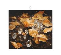 Wzywhj - Tappetino scolapiatti per cucina, motivo: diamanti su foglia d'oro, in spugna assorbente, 45,7 x 40,6 cm