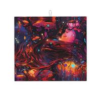 WZYWHJ Tappetino scolapiatti per la cucina con linee colorate: realizzato in spugna assorbente, con cordino per appenderlo, 45,7 x 40,6 cm
