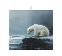 WZYWHJ Tappetino scolapiatti per la cucina con orso polare che guarda il ghiaccio: realizzato in spugna assorbente d'acqua, con cordino per appenderlo, 45,7 x 40,6 cm