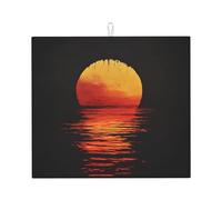 WZYWHJ Tappetino scolapiatti per la cucina con silhouette di tramonto: realizzato in spugna assorbente, con cordino per appenderlo, 45,7 x 40,6 cm