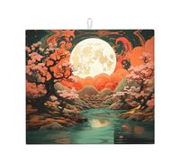 WZYWHJ Tappetino scolapiatti per la cucina con stampa a forma di luna: realizzato in spugna assorbente d'acqua, con cordino per appenderlo, 45,7 x 40,6 cm