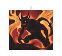 WZYWHJ Tappetino scolapiatti per la cucina con stampa di fiamme: realizzato in spugna assorbente d'acqua, con cordino per appenderlo, 45,7 x 40,6 cm