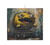 WZYWHJ Tappetino scolapiatti per la cucina con stampa di mostro nel passeggino: realizzato in spugna assorbente, con cordino per appenderlo, 45,7 x 40,6 cm