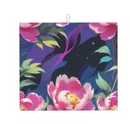WZYWHJ Tappetino scolapiatti per la cucina, con stampa di peonie, realizzato in spugna assorbente, con cordino per appenderlo, 45,7 x 40,6 cm