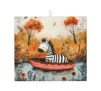 WZYWHJ Tappetino scolapiatti per la cucina, con stampa di zebra sulla barca: realizzato in spugna assorbente, con cordino per appenderlo, 45,7 x 40,6 cm