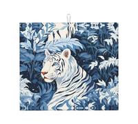 WZYWHJ Tappetino scolapiatti per la cucina con tigre bianca come la neve, realizzato in spugna assorbente, con cordino per appenderlo, 45,7 x 40,6 cm