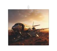 WZYWHJ Tappetino scolapiatti stampato con aeroplano nel deserto per la cucina: realizzato in spugna assorbente, con cordino per appenderlo, 45,7 x 40,6 cm
