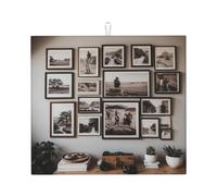 WZYWHJ Tappetino scolapiatti stampato con immagini sul muro per la cucina: realizzato in spugna assorbente, con cordino per appenderlo, 45,7 x 40,6 cm