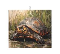 WZYWHJ Tappetino scolapiatti stampato con tartaruga che striscia nella palude, realizzato in spugna assorbente, con cordino per appenderlo, 45,7 x 40,6 cm