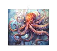 WZYWHJ Tappetino scolapiatti stampato con tentacoli di polpo per la cucina: realizzato in spugna assorbente d'acqua, con cordino per appenderlo, 45,7 x 40,6 cm