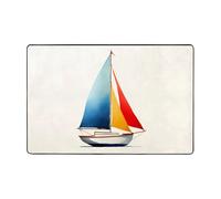 WZYWHJ Tappeto antiscivolo colorato con stampa di piccole barche a vela, 182,9 x 121,9 cm, per soggiorno, ufficio, tavolino da caffè, letto, balcone