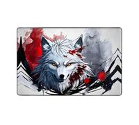 WZYWHJ Tappeto per soggiorno, tappeto antiscivolo per asilo nido da gioco, 152,4 x 99,1 cm, immagine di una testa di lupo che gocciola sangue