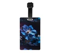 WZYWHJ Targhetta per bagagli con stampa di fiori blu al buio, con cinturino da polso rimovibile, gancio da viaggio per una facile identificazione, formato biglietto da visita leggero e