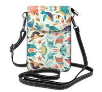 WZYWHJ Tartarughe marine stampa Borsa per telefono in pelle da donna pacchetto crossbody con tracolla regolabile