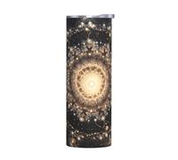 WZYWHJ Tazza in acciaio inox da 590 ml, per caffè, ufficio, auto, sport e uso domestico, senza accessori, motivo mandala quantico