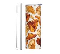 WZYWHJ Tazza in acciaio inox da 590 ml per caffè, ufficio, auto, sport e uso domestico, set da due pezzi con cannuccia, colore: ambra baltica