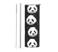 WZYWHJ Tazza in acciaio inox da 590 ml per caffè, ufficio, auto, sport e uso domestico, set di due pezzi con immagine panda Pareto