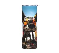 WZYWHJ Tazza in acciaio inox da 590 ml - Tazza ecologica di qualità con coperchio sigillabile e effetto isolante senza accessori Art Doodle Dog stampato