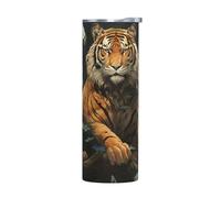 WZYWHJ Tazza in acciaio inox da 590 ml - Tazza ecologica di qualità con coperchio sigillabile ed effetto isolante senza accessori, stampa tigre dietro l'albero