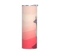 WZYWHJ Tazza in acciaio inox da 590 ml - Tazza ecologica di qualità con coperchio sigillabile ed effetto isolante, senza accessori, animali che distogliono lo sguardo stampato