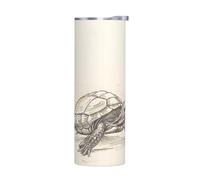 WZYWHJ Tazza in acciaio inox da 590 ml - Tazza ecologica di qualità con coperchio sigillabile ed effetto isolante senza accessori con disegno di piccola tartaruga stampata