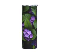 WZYWHJ Tazza in acciaio inox da 590 ml - Tazza ecologica di qualità con coperchio sigillabile ed effetto isolante senza accessori, bella ortensia stampata