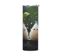 WZYWHJ Tazza in acciaio inox da 590 ml - Tazza ecologica di qualità con coperchio sigillabile ed effetto isolante senza accessori, stampa con poca gelata sotto la pioggia