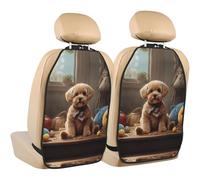 WZYWHJ Teddy Dog stampato sedile auto Anti Kick Storage pad 2 pezzi, borsa portaoggetti multifunzionale protezione sedile dopo l'installazione
