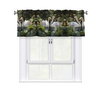 WZYWHJ Tende corte con mantovana, 137,2 x 45,7 cm, motivo: cigni in giardino, facili da installare, per cucina, bagno, lavanderia, studio